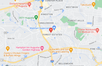 Augusta Concrete Pros location map: Servicing Augusta and Surrounding Areas, Augusta, Georgia