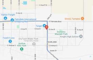 Gezziny's Famous Pizza location map: 37951 47th St E, Palmdale, CA