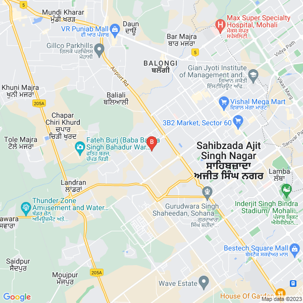 testmespin location map: quark city, mohali, punjab