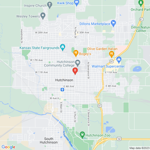 Hutchinson HVAC Professionals location map: 915 N Plum St, Hutchinson, KS