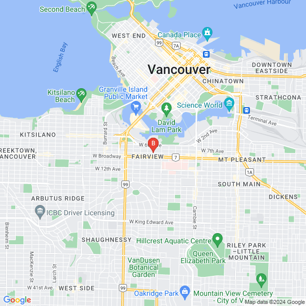 Maahi Wellness location map: 1118th W 8th Ave, Vancouver, BC