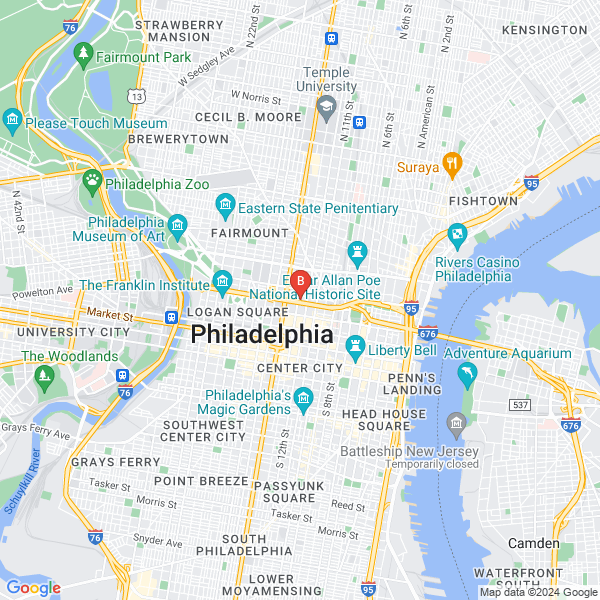 B2U Home Maintenance Philadelphia PA location map: 1239 Vine Street, Philadelphia, PA