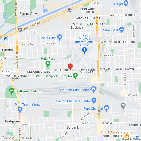 ASM Auto Supply location map: 5617 West 63rd Street, Chicago, Illinois